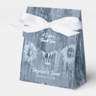 Rustic Dusty Blue Country Sunflowers Bull Skull Favor Box