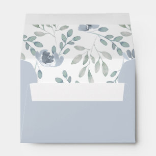 Rustic Dusty blue Eucalyptus & Floral Wedding Envelope