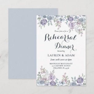Rustic Dusty Blue Floral Wedding Rehearsal  Invitation