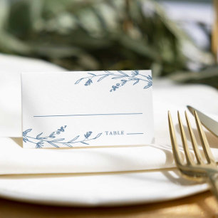 Rustic Dusty Blue Floral Wildflower Wedding Place Card