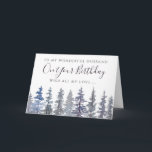 Rustic Dusty Blue Forest Husband Birthday  Card<br><div class="desc">watercolor dusty blue trees happy birthday card. Customizable</div>