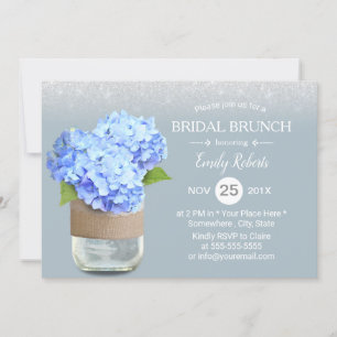 Rustic Dusty Blue Hydrangea Bridal Shower Brunch Invitation