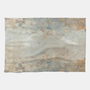 Rustic Dusty Blue Light Brown Abstract Farmhouse Kitchen Towel