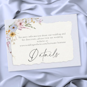 Rustic Dusty Blue Romantic Wildflower Wedding Enclosure Card