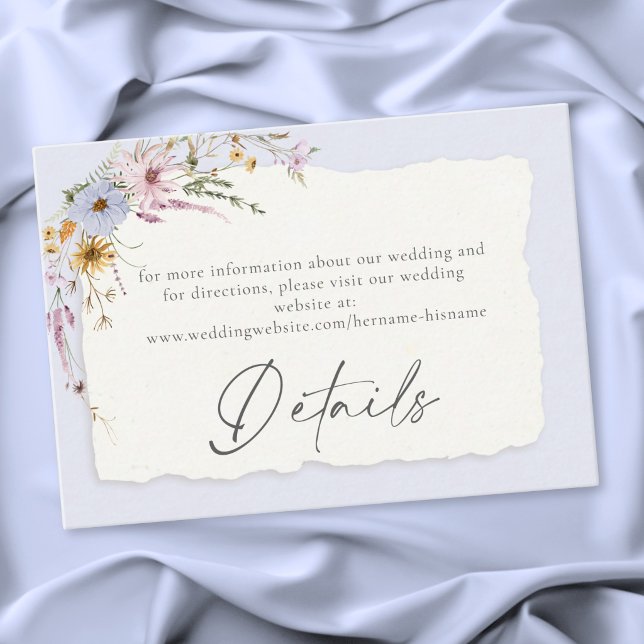 Rustic Dusty Blue Romantic Wildflower Wedding Enclosure Card (Rustic Blush Pink Romantic Wildflower Wedding Enclosure Card)