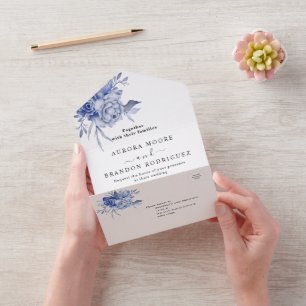 rustic dusty blue roses and other flowers all in one invitation