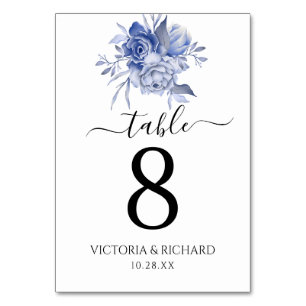 rustic dusty blue roses and other flowers table number