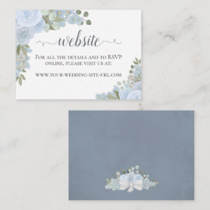 Rustic Dusty Blue Watercolor Roses Wedding Website Enclosure Card