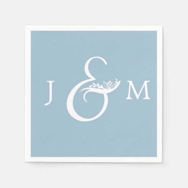 Rustic Dusty Blue Wedding Cocktail Napkin (Front)