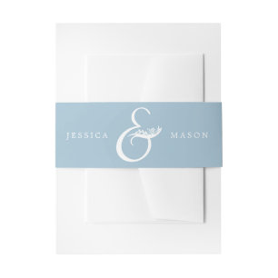 Rustic Dusty Blue Wedding Invitation Belly Bands Invitation Belly Band