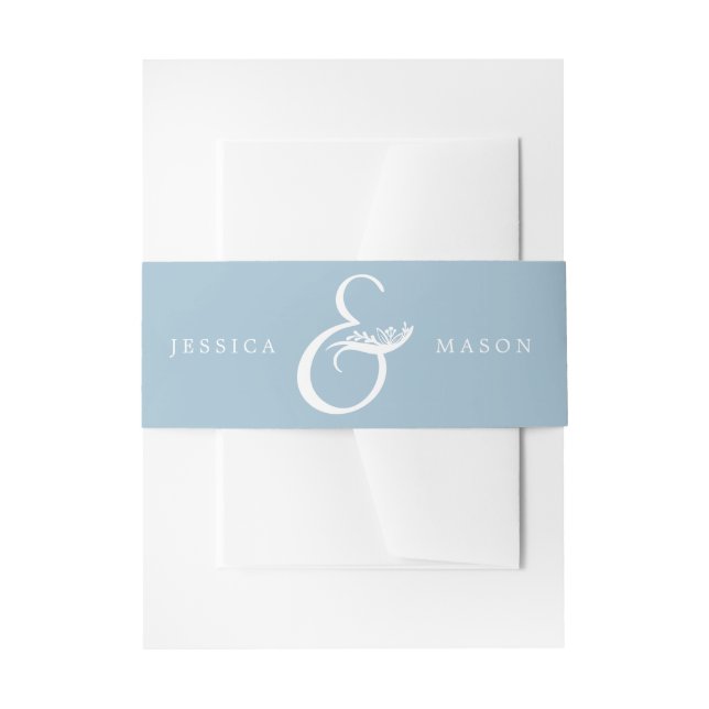 Rustic Dusty Blue Wedding Invitation Belly Bands Invitation Belly Band (Front Example)