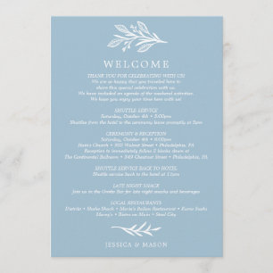 Rustic Dusty Blue Wedding Itinerary - Welcome Program