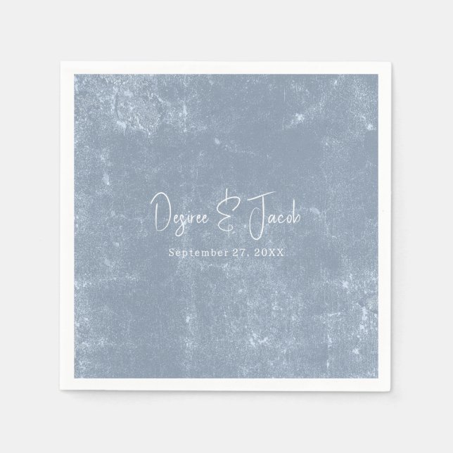 Rustic Dusty Blue White Trendy Simple Texture Napkin (Front)