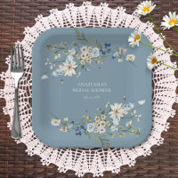 Rustic Dusty Blue Wildflowers & Daisies Shower