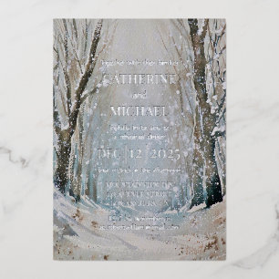 Rustic Dusty Blue Winter Forest Watercolor Wedding