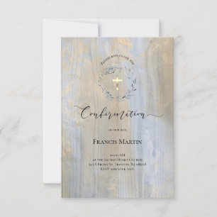 rustic dusty blue wreath watercolor   Confirmation Invitation
