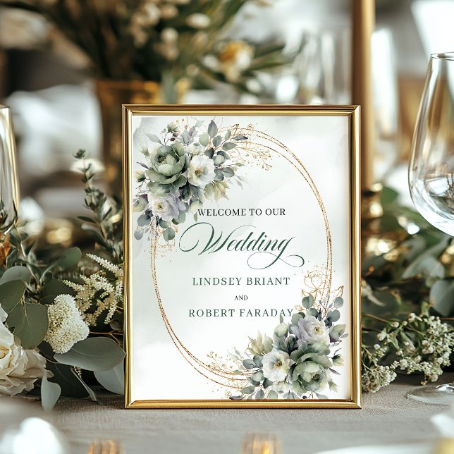 Rustic Dusty Green Eucalyptus Wedding Welcome Sign (Rustic Dusty Green Eucalyptus Wedding Welcome Sign)
