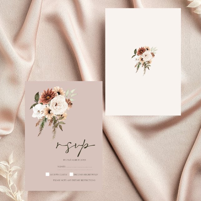 Rustic Dusty Pink and Green Floral RSVP (Rustic Dusty Pink and Green Floral Wedding RSVP)