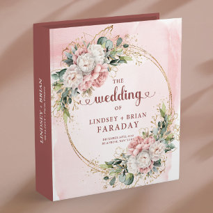 Rustic Dusty Pink Floral Wedding Memory Album Binder