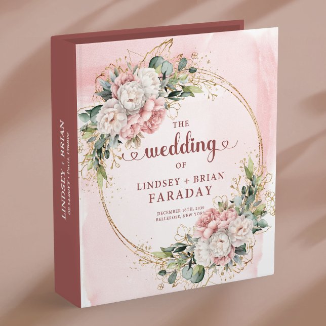 Rustic Dusty Pink Floral Wedding Memory Album Binder (Rustic Dusty Pink Floral Wedding Memory Album)