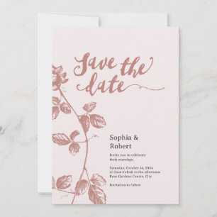 Rustic Dusty Pink Whimsical Floral Wedding Save The Date