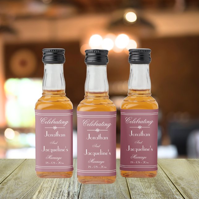 Rustic, Dusty Rose, Custom Wedding Celebration Liquor Bottle Label (Rustic, Dusty Rose, Custom Wedding Celebration Liquor Bottle Label)