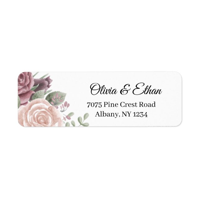 Rustic Dusty Rose Flowers Label (Front)
