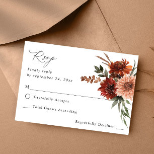 Rustic Earth & Champagne Florals no Meal RSVP 2 Card