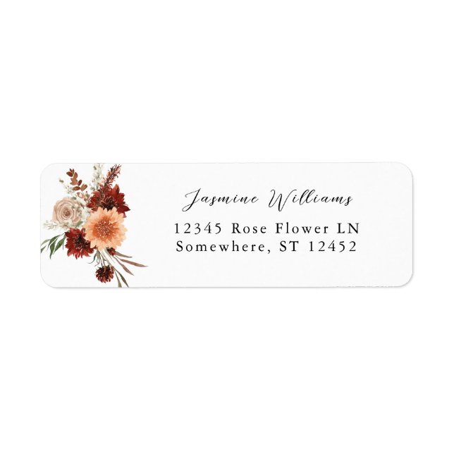 Rustic Earth & Champagne Florals Return Address La (Front)