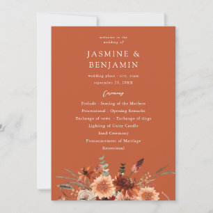 Rustic Earth & Champagne Florals Wedding Program T