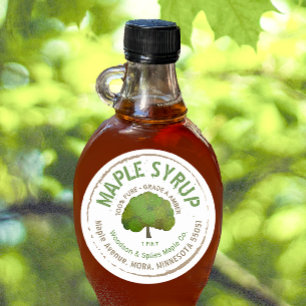 Rustic Earth Coloured Maple Syrup Label with Tree