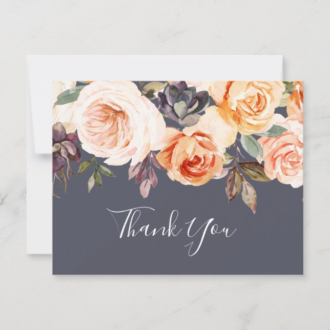 Rustic Earth Florals | Carte de remerciement viole (Devant)