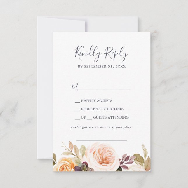 Rustic Earth Florals Demande de Chanson Carte RSVP (Devant)