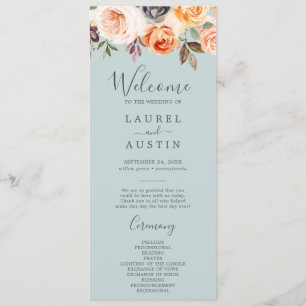 Rustic Earth Florals   Mint Wedding Program