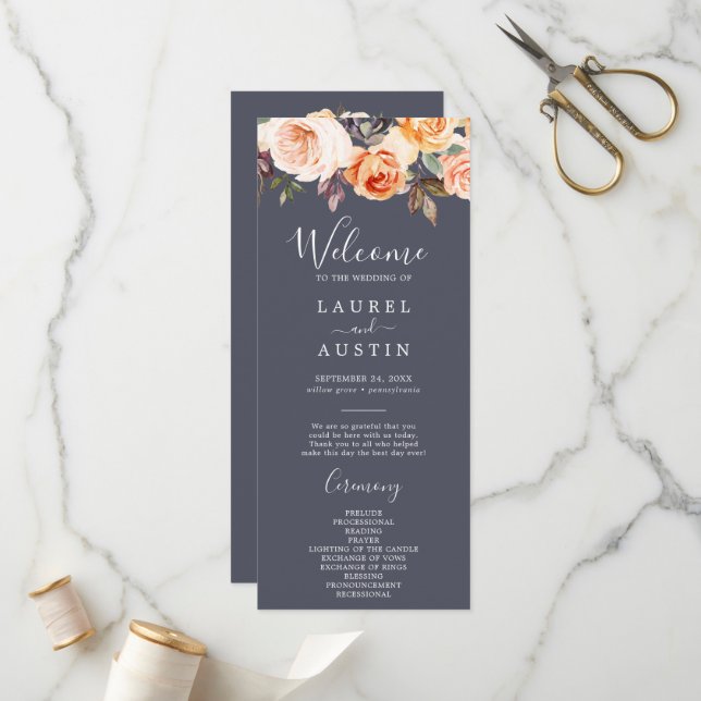 Rustic Earth Florals | Purple Wedding Program (Front/Back In Situ)