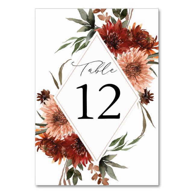 Rustic Earth Florals Table Number (Back)