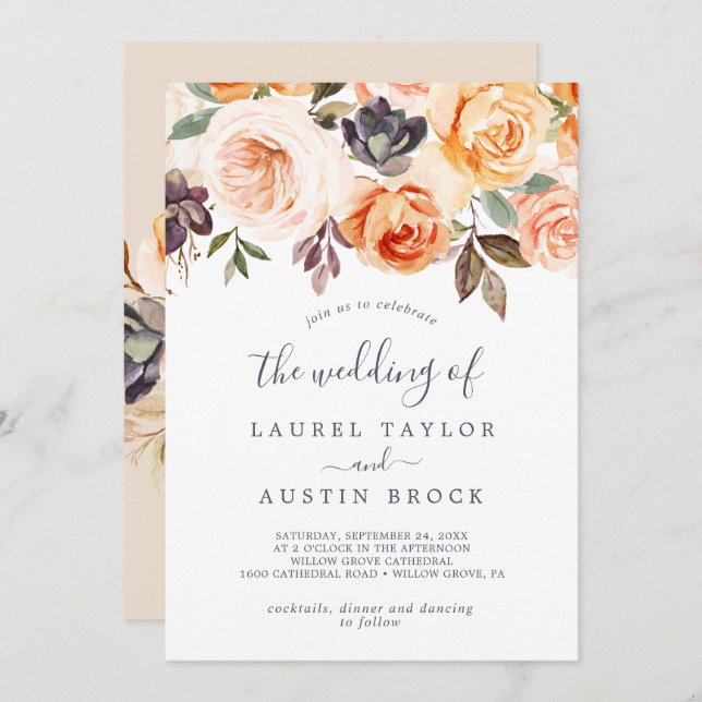 Rustic Earth Florals The Wedding Of Invitation (Front/Back)