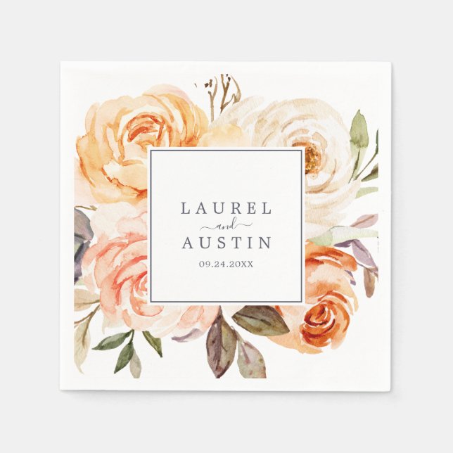 Rustic Earth Florals Wedding Napkin (Front)