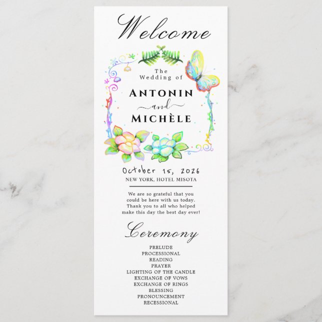 Rustic Earth Florals Wedding Program (Front)