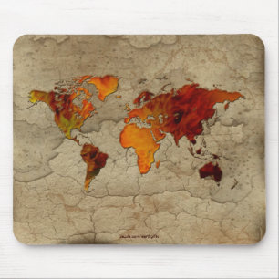 Rustic Earth Map of The World Arty Texture Mouse Pad