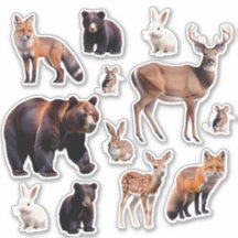 Rustic Earth Tone Watercolor Animal Vinyl Stickers