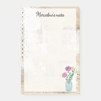 Rustic earth tones & mason jar wildflowers post-it notes