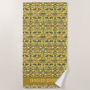 Rustic Earth Tones Pattern Beach Towel
