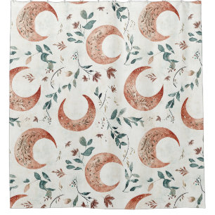Rustic Earthy Boho Moon Floral Pattern
