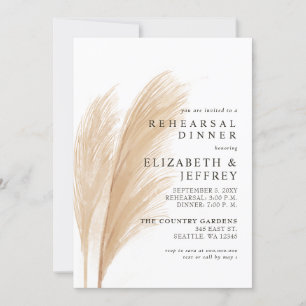 Rustic Earthy Boho Pampas Rehearsal Dinner  Invitation