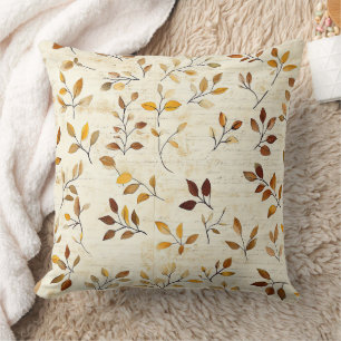 Rustic Earthy Botanical Leaves and Twigs Throw Pillow
