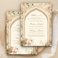 Rustic Earthy Cream Floral Arch Muslim Wedding