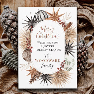 Rustic Earthy Dried Botanical Christmas Holiday Card