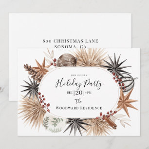 Rustic Earthy Dried Botanicals Holiday Party Invitation