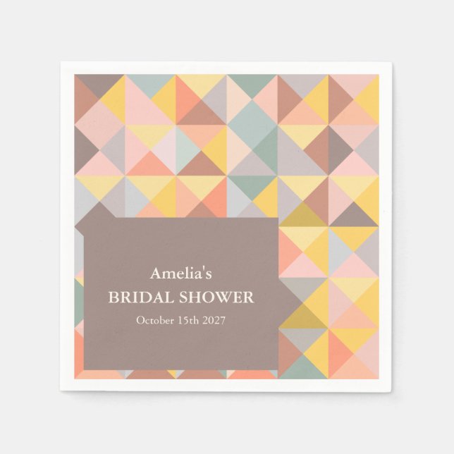 Rustic Earthy Fall Neutrals Custom Bridal Shower Napkin (Front)